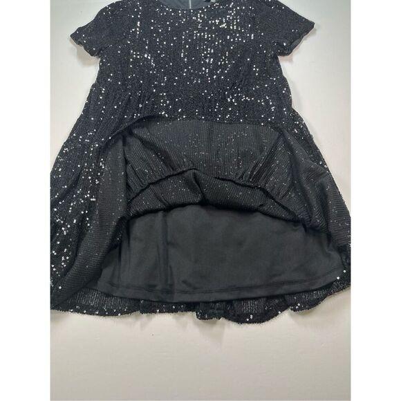 Lulus Taking A Shine Black Sequin Tiered Mini Short Sleeve Shift Dress Size XS - Picture 10 of 11